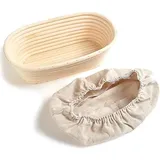Sumshy Gärkörbchen klein Oval, 15 * 8 * 5 CM, Garkörbchen für Brot [ Hergestellt aus 100% handgefertigtem Natur-Rattan-Rohr & ohne Bleichprozess ] - 100% Natur-Rattan - inkl. Leineneinsätze