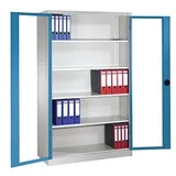 CP Stahlschrank 8930-055 S10099 lichtgrau, lichtblau, Acrylglas 4 Fachböden 120,0 x 40,0 x 195,0 cm, aufgebaut, 1 St.
