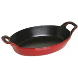 Staub Auflaufform oval mit 2 Griffen, 24 cm, 1 L, Gusseisen, Für alle Herdarten inkl. Induktion & Backofen, stapelbar, Kirschrot