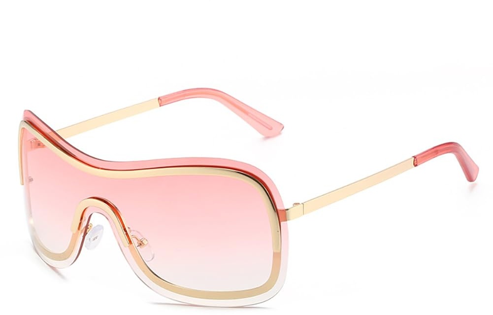 Cicano Y2K Wrap Around Sonnenbrille für Damen Herren Oversized Trendy Cyberpunk Futuristische Formen Sonnenbrille, Gold Pink