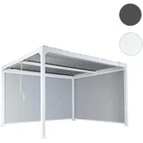 Alu Pergola HWC-L41 mit 2x Seitenwand, Lamellen-Pavillon, stabiles 8cm-Metall-Gestell 3x3,7m ~ wei√ü