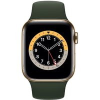 Apple Watch Series 6 GPS + Cellular 40 mm Edelstahlgehäuse gold, Sportarmband zyperngrün