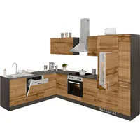 kochstation Winkelküche KS-Stockholm L-Form 310 cm grau