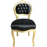 Casa Padrino Barock Damen Stuhl Schwarz / Gold mit Bling Bling Glitzersteinen - Schminktisch Stuhl