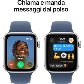 Apple Watch SE 2024 GPS 44 mm Aluminiumgehäuse Silber, Sportarmband Denim M/L
