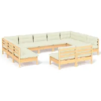 vidaXL Garten-Lounge-Set 11-tlg. creme Kiefer