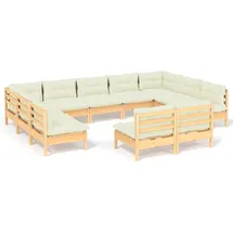 vidaXL Garten-Lounge-Set 11-tlg. creme Kiefer