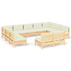 vidaXL Garten-Lounge-Set 11-tlg. creme Kiefer