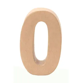 Glorex  GLOREX 6 2029 140 - Papp - Zahl 0, aus brauner Pappe, ca. 17,5 X 5,5 cm groß, zum bemalen und bekleben, für Serviettentechnik und Décopatch, ideal als Dekoration