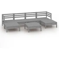 vidaXL 7-tlg. Garten-Lounge-Set Grau Massivholz Kiefer -