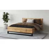 Home Affaire Bettgestell »Bronne, Made in Europe, industrial Style, moder und zeitlos«, (In den Breiten 140cm, 160cm und 180cm), mit Kufen in Metalloptik, FSC-zertifiziert, wahlweise in 3 Breiten, braun
