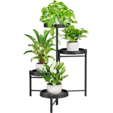 iDavosic.ly Pflanzenständer Blumentopfständer Metall mit 4 Ebenen, Mehrstöckig Pflanzenregal Blumenregal Pflanzentreppen für Zimmerecke, Wohnzimmer, Balkon, Terrasse, Hof (4-Lagen, Schwarz)
