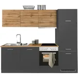 KOCHSTATION Küchenzeile »KS-Kehl«, mit E-Geräten, Breite 240 cm, inkl. Kühlschrank, grau