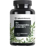 natural-elements Ashwagandha 180 Kapseln, BIO, mit KSM-66, 600 mg