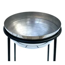 DanDiBo Blumenhocker Metall mit Topf aus Edelstahl Schwarz Silber 56 cm Blumenständer 96078 M Blumensäule Modern Pflanzenständer Pflanzenhocker