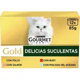 Purina Gold Gourmet Katzenfutter Saftige Leckerbissen Sortiment 12x85g 8 Einheiten - Multicolor - One Size