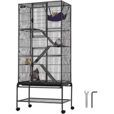 Vevor Kleintierkäfig 4-stöckiger Frettchenkäfig aus Metall, groß, 4 Etagen mit Rampen 755x455x1755mm