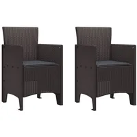 VidaXL Gartenstühle mit Kissen 2 Stk. Braun Poly Rattan