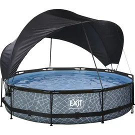 EXIT TOYS Stone Pool 360 x 76 cm inkl. Filterpumpe und Sonnensegel