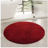 Homie Living Badematte Porto Azzurro, Höhe 30 mm, rutschhemmend beschichtet, fußbodenheizungsgeeignet, schnell trocknend, Polyester, rund, Badteppich, uni, rechteckig & rund, waschbar, Badezimmerteppich rot rund | Ø 90 cm x 30 mm