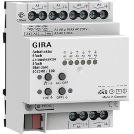 Gira KNX Schalt-/Jalousieaktor Standard 6-fach/3-fach, 16A, 4TE REG, Schaltaktor (5023 00)