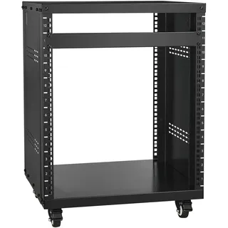 Vevor 12U AV-Rack-Ständer, 500 lbs Kapazität, Netzwerk-Stereo-Aufnahmestudio-Rack mit feststellbaren Lenkrollen, runden und quadratischen Löchern, speziellen Belüftungsöffnungen für die Montage von 19-Zoll-Audio-, Video-, Musik- und IT-Geräten,