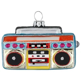 INGE-GLAS Christbaumschmuck Glas 8,5cm Musikspieler Figur handbemalt Weihnachtsbaum Anhänger Weihnachten Christbaumanhänger Weihnachtsbaumschmuck Radio Bunt