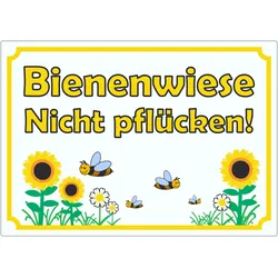 Aufkleber Bienenwiese Nicht pflücken A8 (52x74mm)