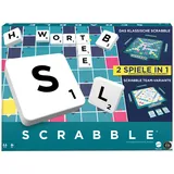 MATTEL GAMES Scrabble Zwei in Eins - Doppelseitiges Brettspiel für schnelles, zwangloses und kooperatives Spiel, inklusive 50 Zielkarten für Scrabble Together, einfache Punktevergabe, HWD45