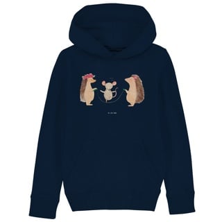 Mr. & Mrs. Panda Hoodie 9-11 Jahre (134/146) Igel Seilhüpfen - French Navy - Geschenk, Gute L (1-tlg) blau 9-11 Jahre (134/146)