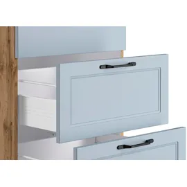 kochstation Winkelküche L-Form 360 cm blau