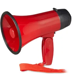 Relaxdays Megafon Stadion, Megaphon mit Ole Sound, Bullhorn mit klappbarem Griff und Schlaufe, Kunststoff, 10 Watt, rot