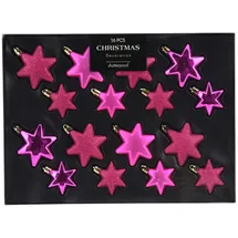 Mojawo 16tlg Weihnachtskugel Set Sterne Pink