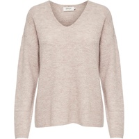 Only Damen Warmer Strickpullover | Knitted Basic Stretch Sweater | Langarm V-Ausschnitt Shirt ONLCAMILLA, Farben:Beige, Größe:S