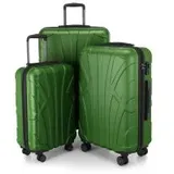 SUITLINE - 3er Koffer-Set Hartschalenkoffer Trolley, TSA, S M & L, Grün