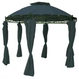 Mojawo Hochwertiger Gartenpavillon Eventpavillon Sonnenschutz Festzelt Zelt Pavillon wasserdicht rund Ø 350cm Anthrazit inkl. Seitenteile