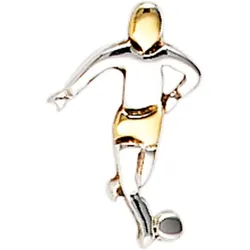 Single-Ohrstecker JOBO "Fußballspieler", silber (silber 925), Ohrringe, Damen, Silber 925 (Sterlingsilber), 925 Silber bicolor vergoldet