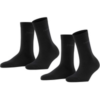 Esprit Damen Socken Uni 2-Pack W SO Baumwolle einfarbig Schwarz 35-38
