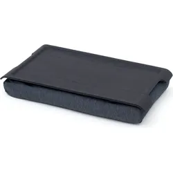 Mini Laptray Tablett schwarz matt Weide mit Anti-Rutsch-Beschichtung mit grauem Kissen