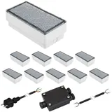 ledscom.de 10er-Set LED Pflasterstein CUS, IP67, 230V, 20x10x4cm, kaltweiß