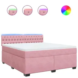 vidaXL Boxspringbett mit Matratze Rosa 180x200 cm Samt - Rosa