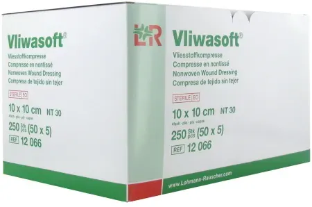 Lohmann & Rauscher Vliwasoft Weiche Vliesstoffkompresse Steril 4-Lagig 10x10cm Stück 50x5 (12066)