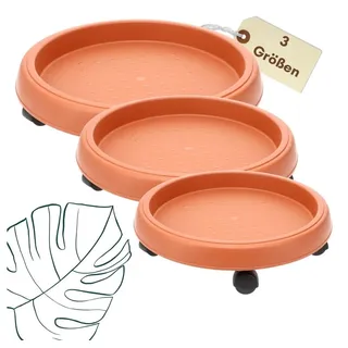 GarPet Pflanzenroller rund Rollbrett Pflanzen Blumentopf Untersetzer mit Rollen Blumenroller Pflanzenrolle Rolluntersetzer Wetterfest 35 cm