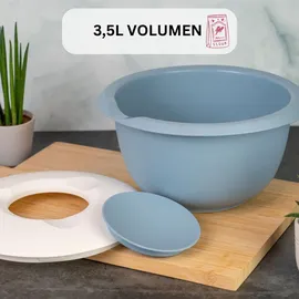 Westmark Rührschüssel mit zweigeteiltem Deckel 3,5 l, blau/weiß,