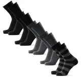 Danish Endurance Merino Crew Socken 5er Pack Schwarz/Grau Gepunktet/Grau Gestreift 43-47