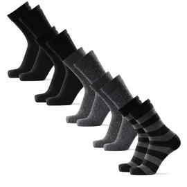 Danish Endurance Merino Crew Socken 5er Pack Schwarz/Grau Gepunktet/Grau Gestreift 43-47