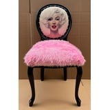 Casa Padrino Luxus Barock Esszimmer Stuhl Marilyn Monroe Rosa / Mehrfarbig / Schwarz - Handgefertigter Pop Art Designer Stuhl mit Kunstfell - Barock Esszimmer Möbel