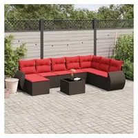 vidaXL Gartensofa-Set 9-tlg. braun Polyrattan