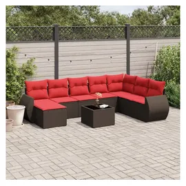 vidaXL Gartensofa-Set 9-tlg. braun Polyrattan