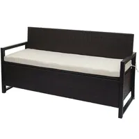 Mendler Poly-Rattan 3er Sitzbank HWC-F39, Gartenbank Truhenbank, Staufach Aufbewahrung